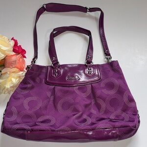 Coach Ashley Dotted Op Art purple satchel shoulder bag